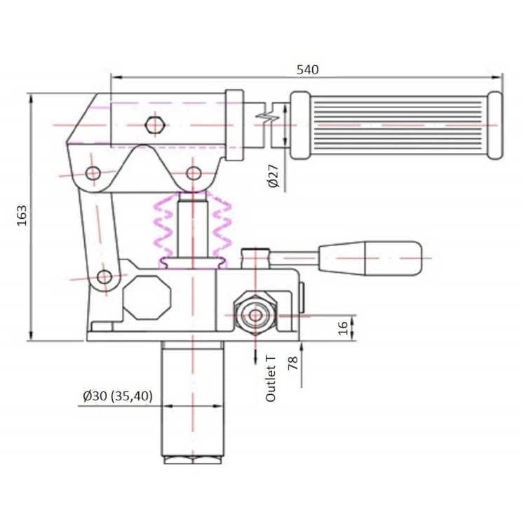 Handpump 12cc dubbelverkande (tank montering) – bild 3
