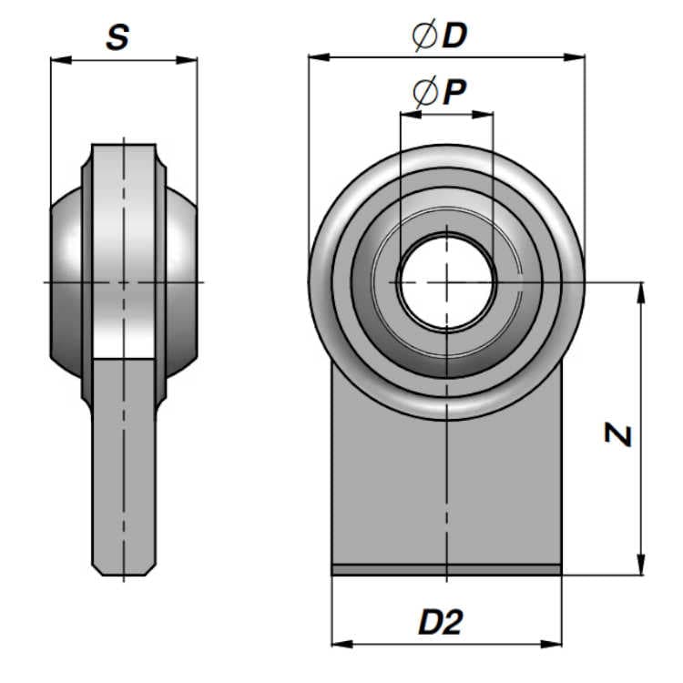 HM1 toppstångsöga med innerdiameter 16 mm för cylinder med borrning Ø32 och 40 mm, bredd 20 mm – bild 2