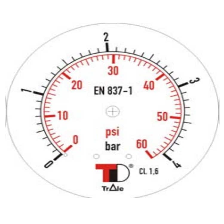 Manometer med bakanslutning 63 mm, glycerinfylld, 1/4" BSP, 0-4 bar – bild 2