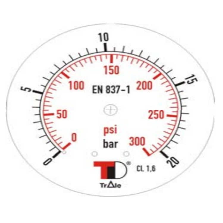 Manometer med bakre anslutning 63 mm, inbyggnad, fylld med glycerin, 1/4" BSP, 0-20 bar – bild 2