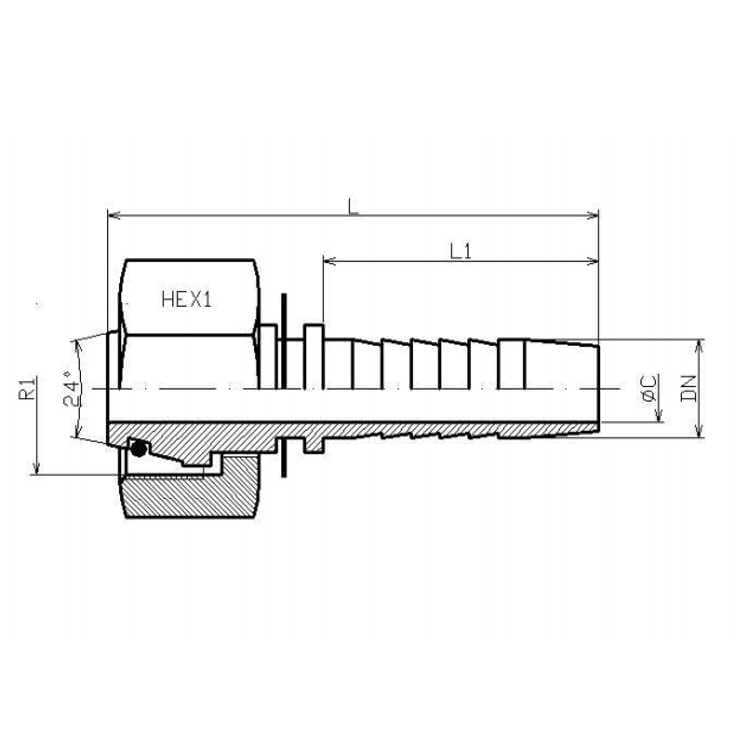 1/2" hydraulslang 2000 mm med 15L DKOL kopplingar – bild 2