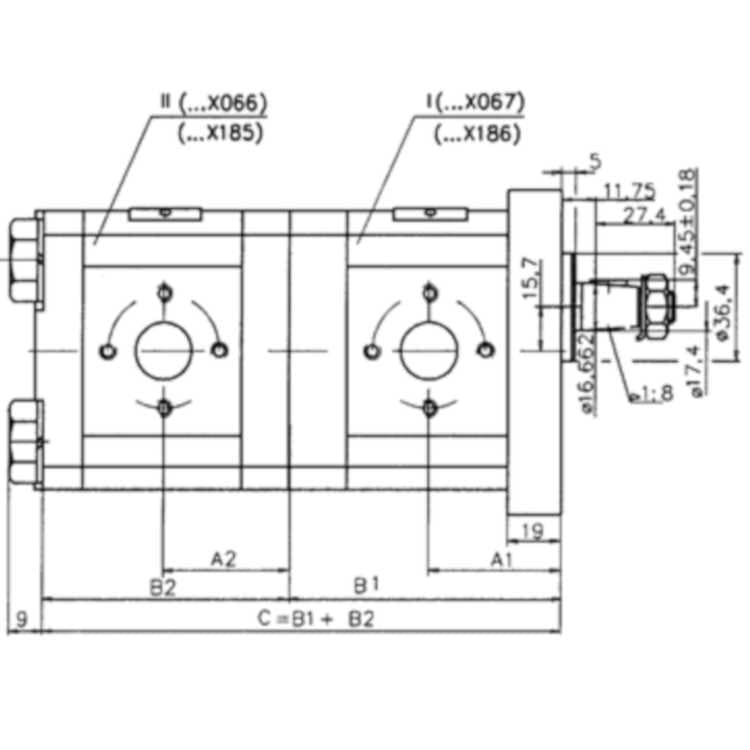 Hydraulisk tandemkugghjulspump grupp 20 + 20, höger – bild 3