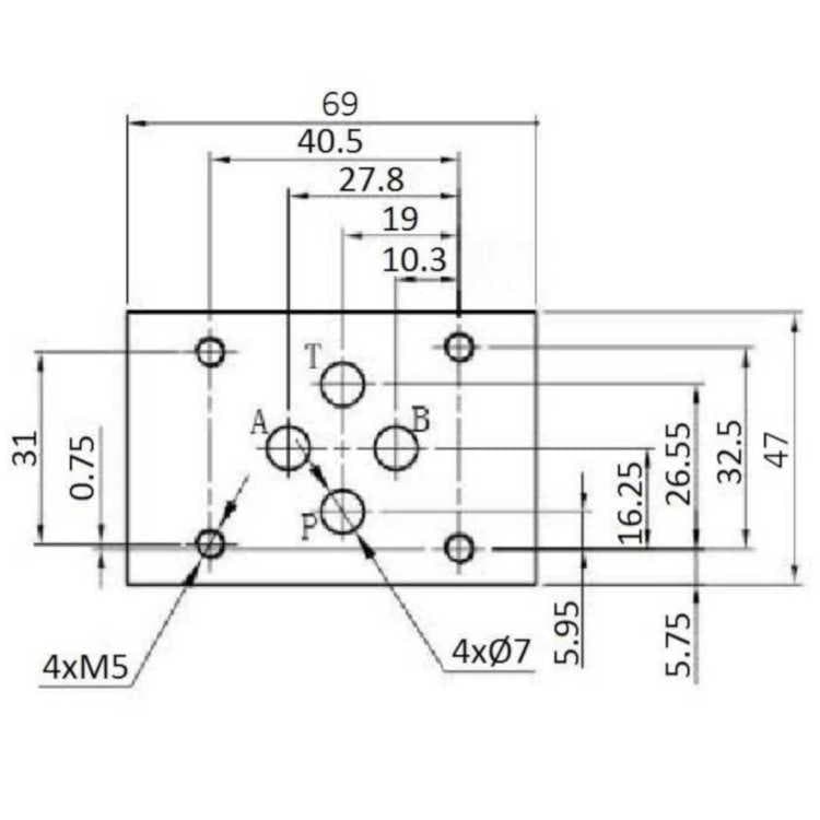NG6 12V Cetop 4/3 riktningsventil med handmanövrering, PT ansluten AB stängd – bild 3