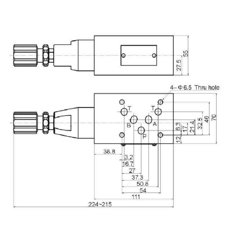 NG10 Hydrauliskt mellanblock med tryckbegränsning i P 0-315 bar – bild 3