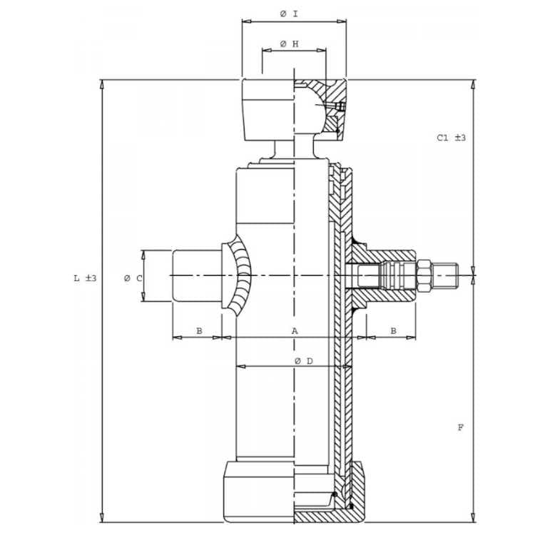 4-stegs teleskopcylinder, Ø61-107mm, slag 670mm, 180 bar med kula – bild 2
