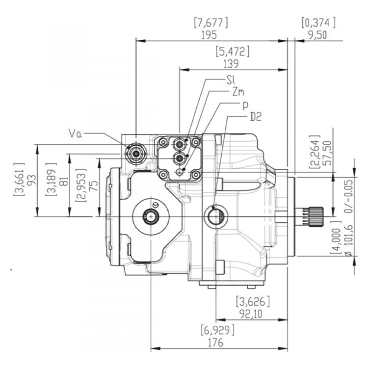 Axialkolvpump för sluten krets - hydraulisk proportionell reglering utan återkoppling 46L/min – bild 10