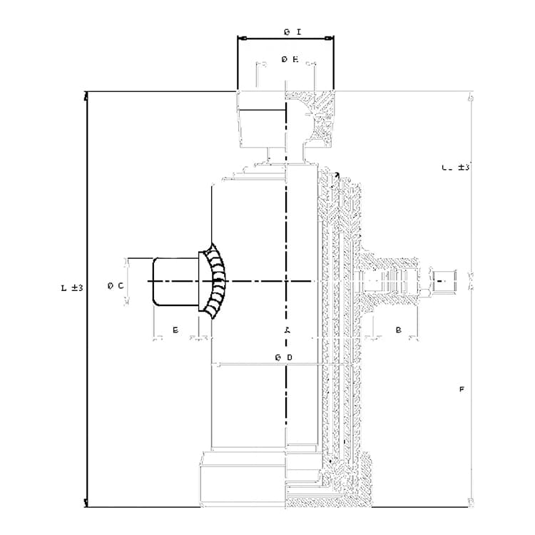 6-stegs teleskopcylinder, Ø68-165mm, slag 2225mm, 180 bar med öga – bild 3