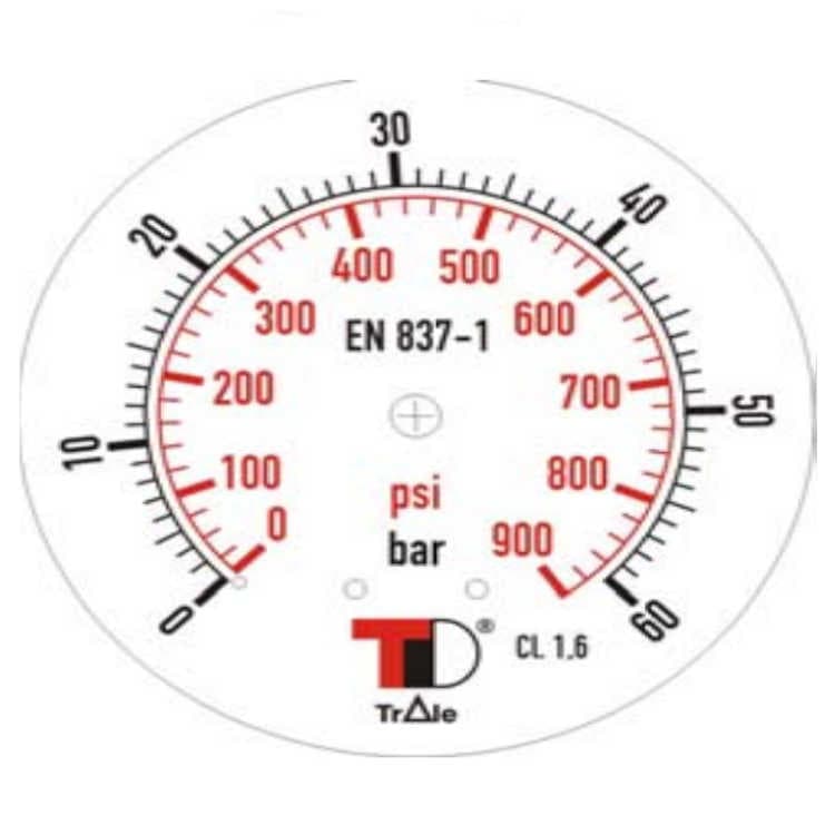 Manometer med nedre anslutning 100 mm, fylld med glycerin, 1/2" BSP, 0-60 bar – bild 2