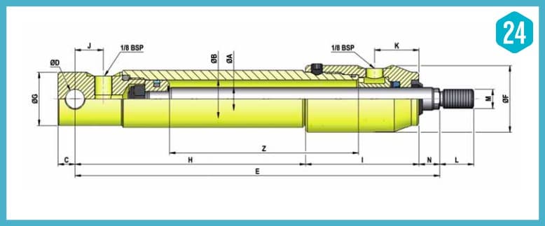 Dubbelverkande mikrocylinder med fästen 25x16x50 – bild 2