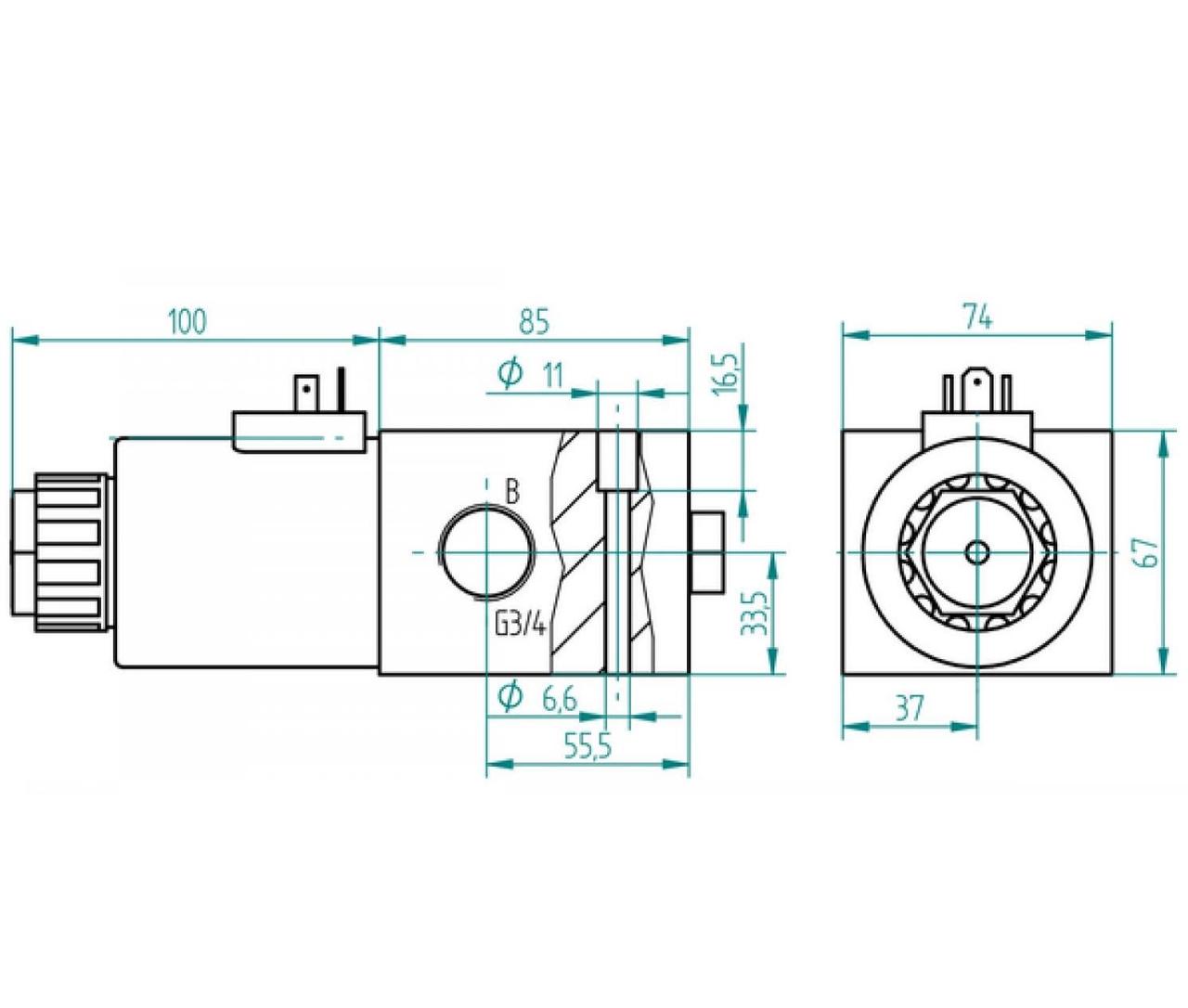 3-vägs riktningsventil 3/4 BSP 100 l/min 12VDC – bild 3