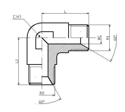 Rostfri vinkelkoppling 90º 1/8" BSP – bild 2