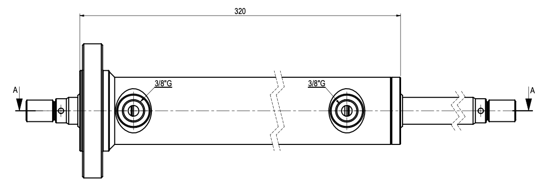 Cylinder dubbel kolvstång 40x20x200 med fästfläns – bild 4