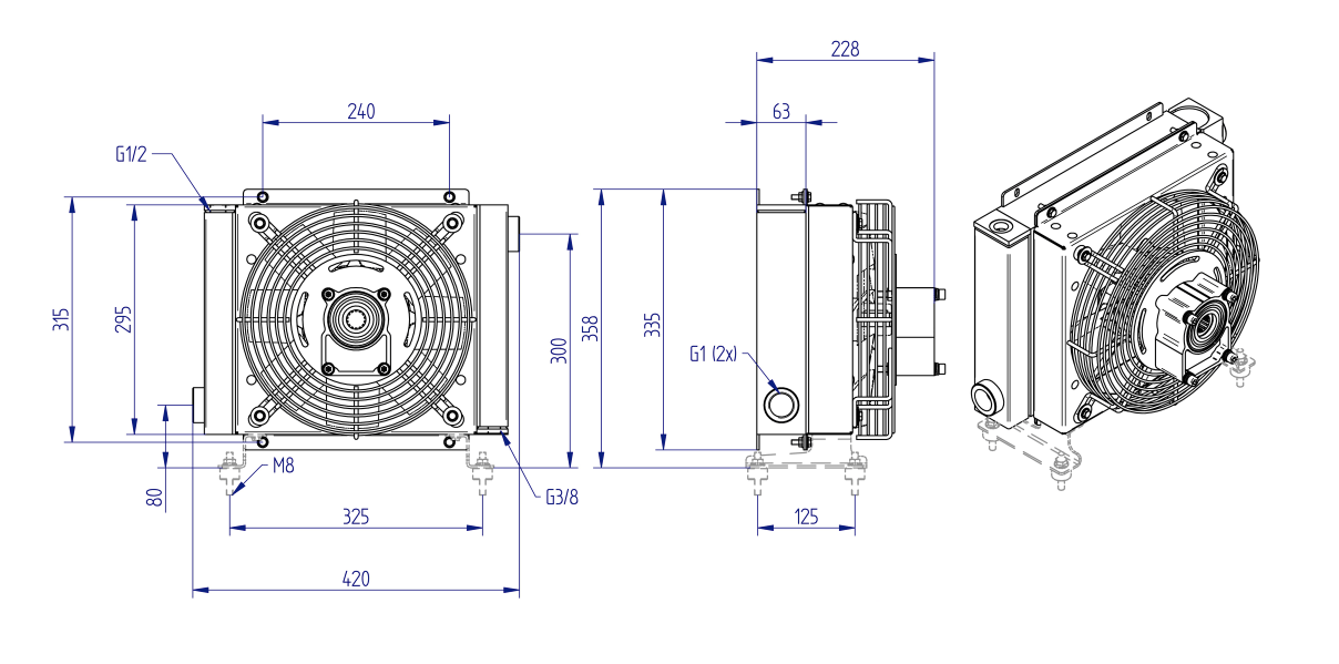 Oesse hydraulisk oljekylare 16 kW gr.2 hydraulmotor 1" BSP – bild 3
