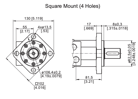 PL250C 250cc hydraulmotor 25mm axel – bild 2