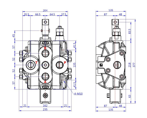 Handmanövrerad 4/3 riktningsventil 1" BSP 240 l/min – bild 3