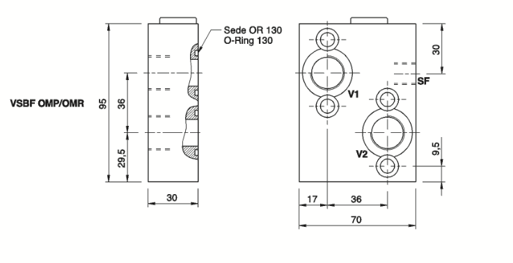 Bromsupplösningsventil VSBF 1/2" för OMP/OMR hydraulmotor – bild 3