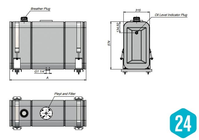 Hydraultank 180 liter med bakanslutning och internt filter – bild 2