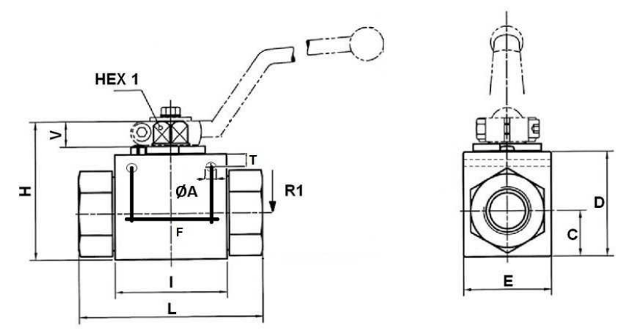 Rostfri 2-vägs kulventil 1/4" – bild 2