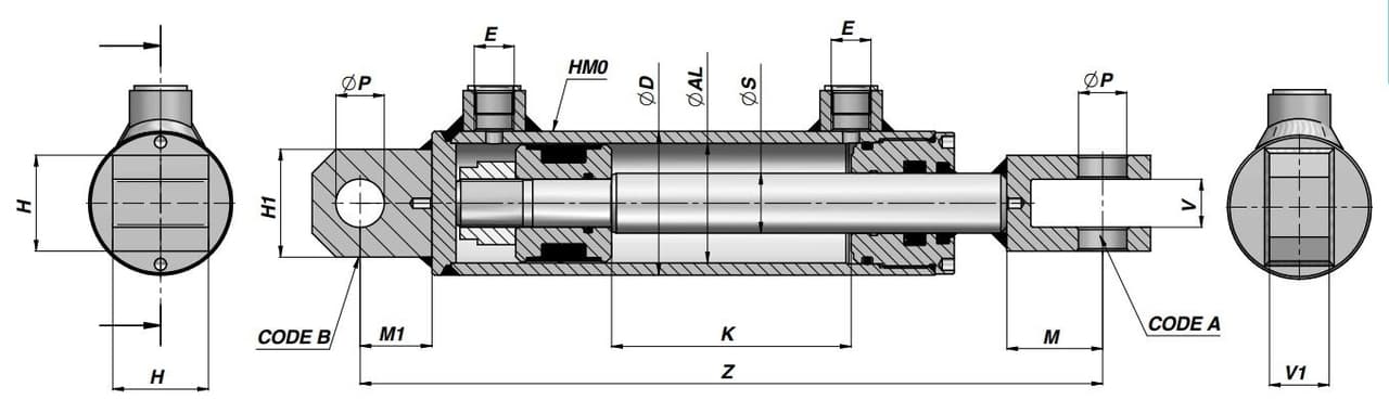 Dubbelverkande cylinder 70x35x100 med gaffelfäste – bild 2