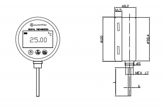 Digital termometer med bottenanslutning 1/2" BSP – bild 2
