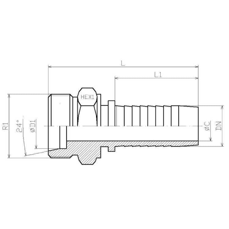 Rostfri 1" 1/4 DN presskoppling utvändig gänga 35L M45x2 – bild 2