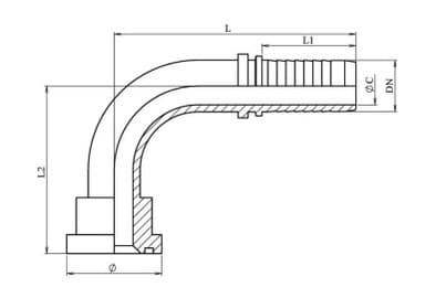 1'' 1/2 DN presskoppling 90º SAE 2" (71,4mm) 3000 PSI – bild 2