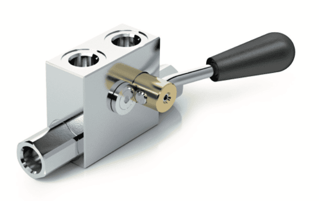 Dubbel styrd backventil med avstängningskran VBPDE 1/2" L C/RUB