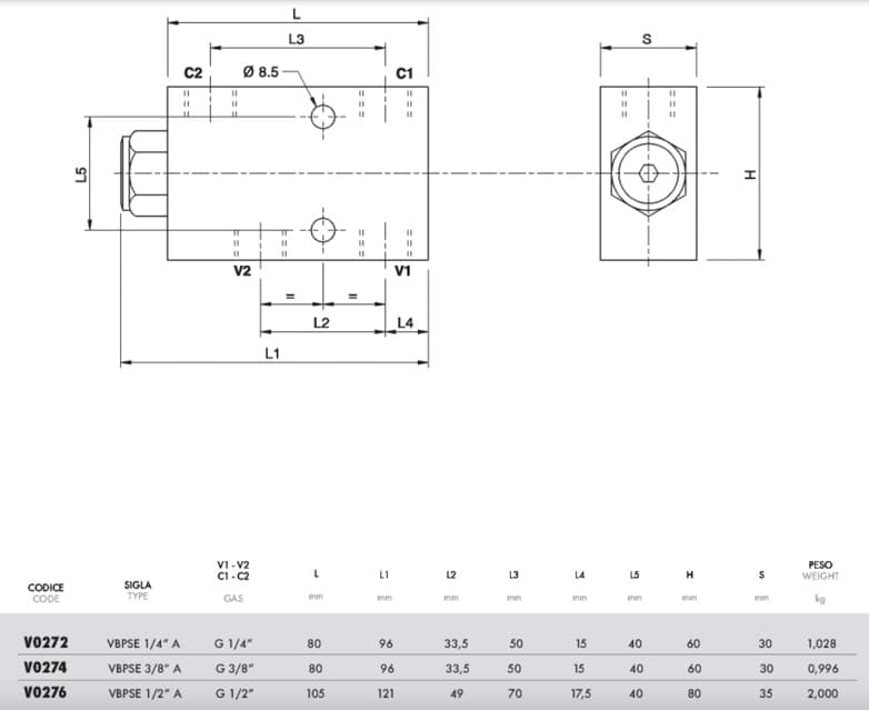 Enkel hydrauliskt styrd backventil VBPSE 3/8" A – bild 3