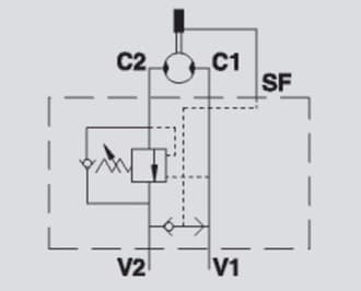 Enkelverkande balanseringsventil flänsbar hydraulmotor VBCDF 1/2" SE OMP/OMR SF – bild 2
