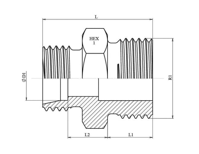 UNF 1" 1/16 - 20S (M30x2) hane inskruvningskoppling – bild 2