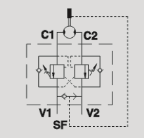 Dubbelverkande balanseringsventil flänsbar hydraulmotor VBCDF 1/2" DE OMP-OMR SF – bild 3
