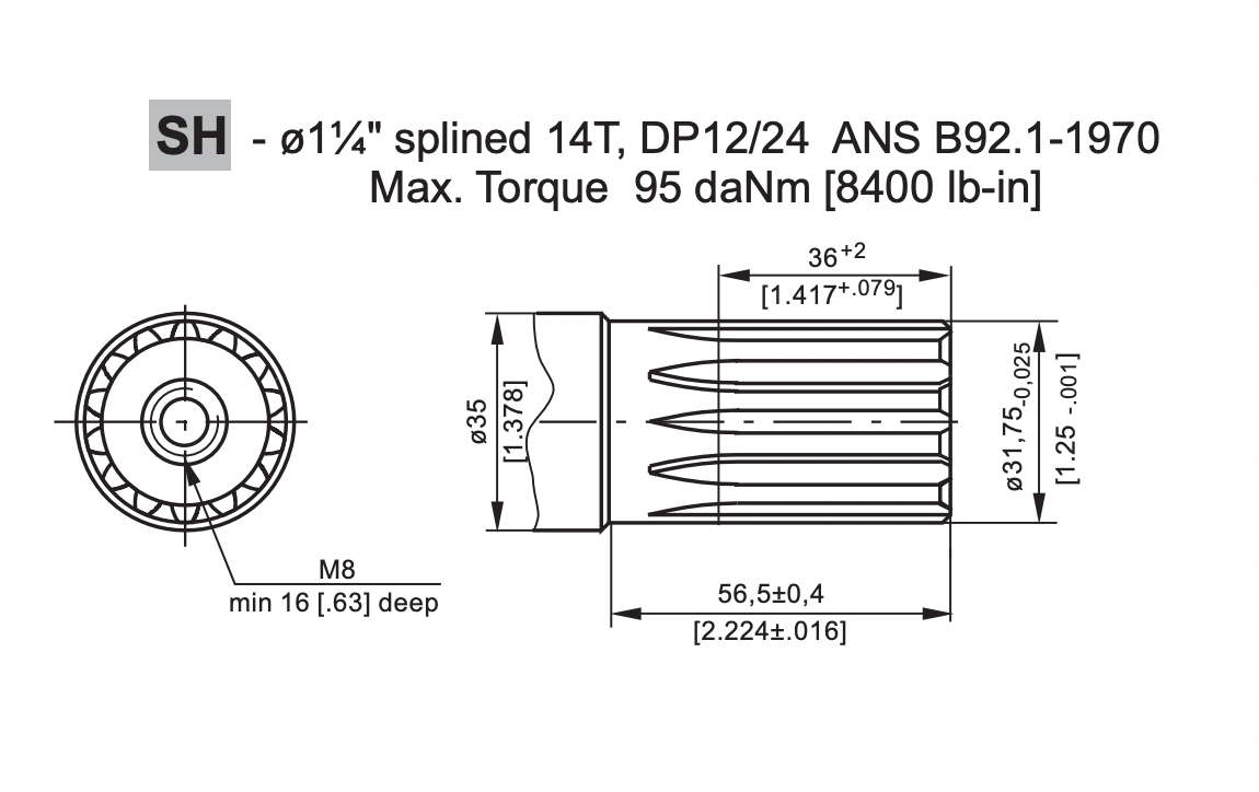 M+S 400cc hydraulmotor 1"1/4 splinead axel – bild 2