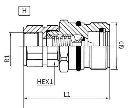 Rostfri skruvsnabbkoppling 1/2" BSP hane, BG-mått 3 – bild 2