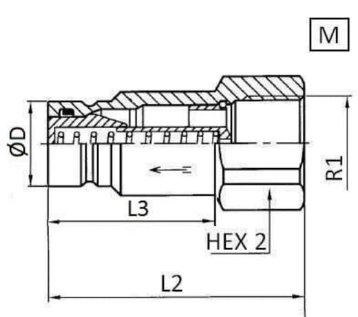 Rostfri flat face snabbkoppling 1" BSP hane, BG-mått 4 – bild 2