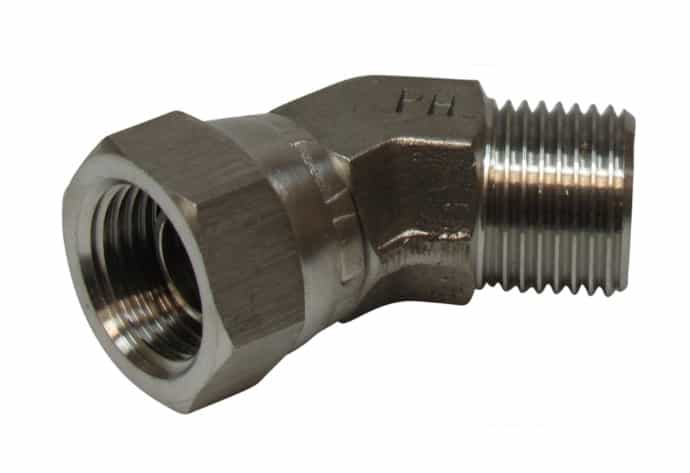 Rostfri vinkelkoppling justerbar 45º 3/4" BSP med svivel
