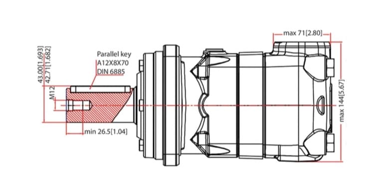 Danfoss OMT 400 cc hydraulmotor 40 mm axel – bild 2