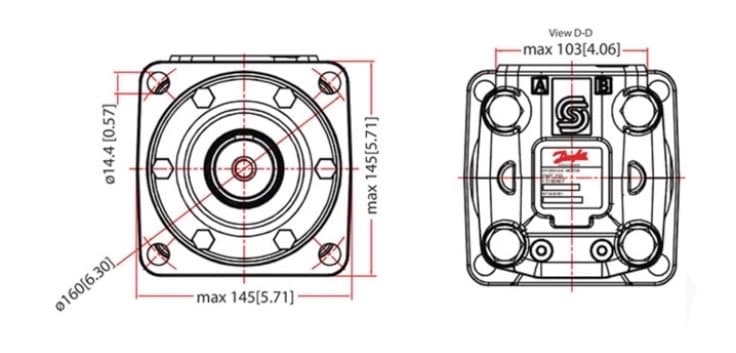 Danfoss OMT 400 cc hydraulmotor 40 mm axel – bild 4