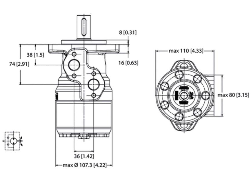 Danfoss OMR 250 cc hydraulmotor med splinead axel 25,4 mm – bild 6
