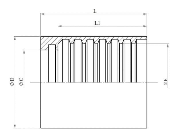 Rostfri presshylsa för DN 1/4" lämplig för 1SC/1SN/2SC/R6/2TE/R17 – bild 2