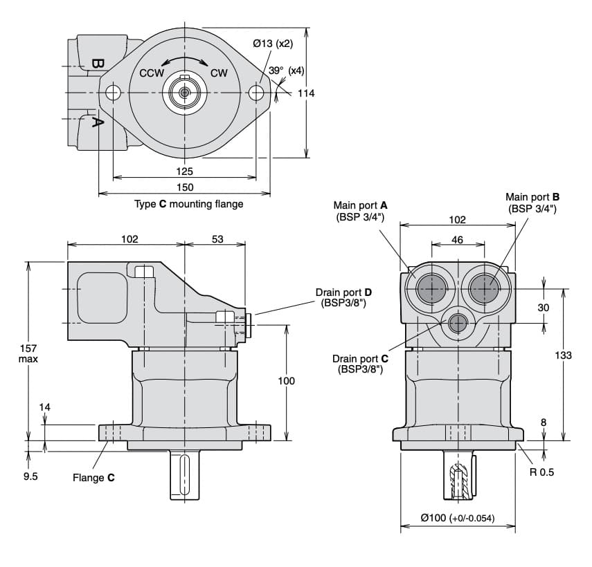 Parker axialkolvmotor F11 14,3cc 129 l/min – bild 5