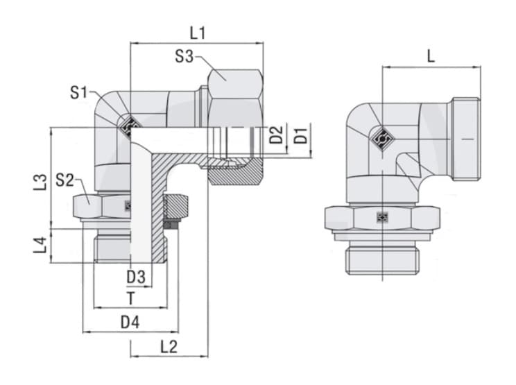 Reducering vinkelkoppling BSP 3/4" - 22L (M30x2) hane – bild 2