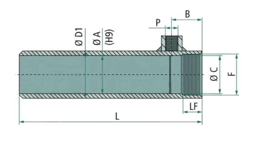 Cylinderrör borrning 70 x slag 100mm – bild 2