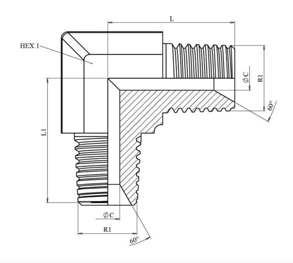 Vinkelkoppling 90º 3/4" NPT – bild 2