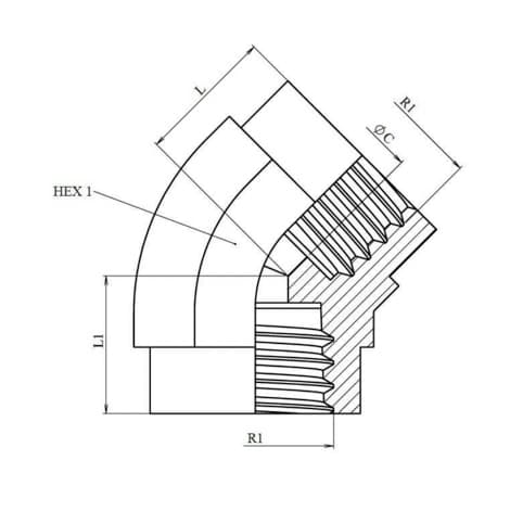 Vinkelkoppling 45º 1/4" NPT hona – bild 2