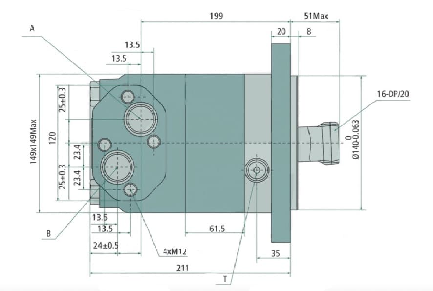 VMS630 630cc hydraulmotor 16-DP/20 axel – bild 2