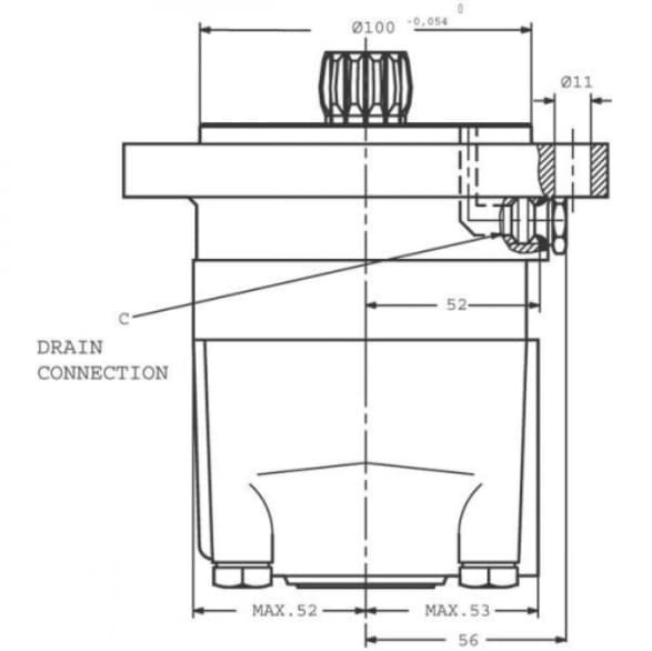 MSS80 80cc hydraulmotor splinead axel 12t Ø 32mm kort med läckageanslutning – bild 3