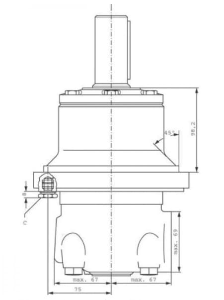 MTW500 500cc hydraulmotor 45 mm 1:10 konisk axel – bild 3