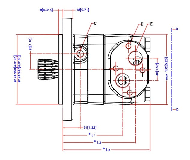 MTS200 200cc hydraulmotor utan utgående axel – bild 2