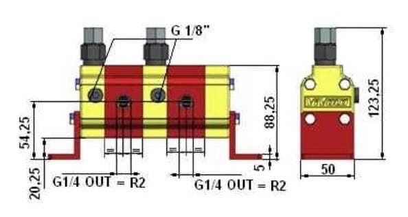Flödesdelare (motor) med ventiler 2 sektioner 2,6-10,3 l/min - grupp 0 – bild 2