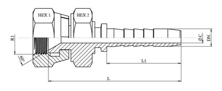 M42x1,5 JIS hona presskoppling för 1 1/2" (DN38) slang – bild 2